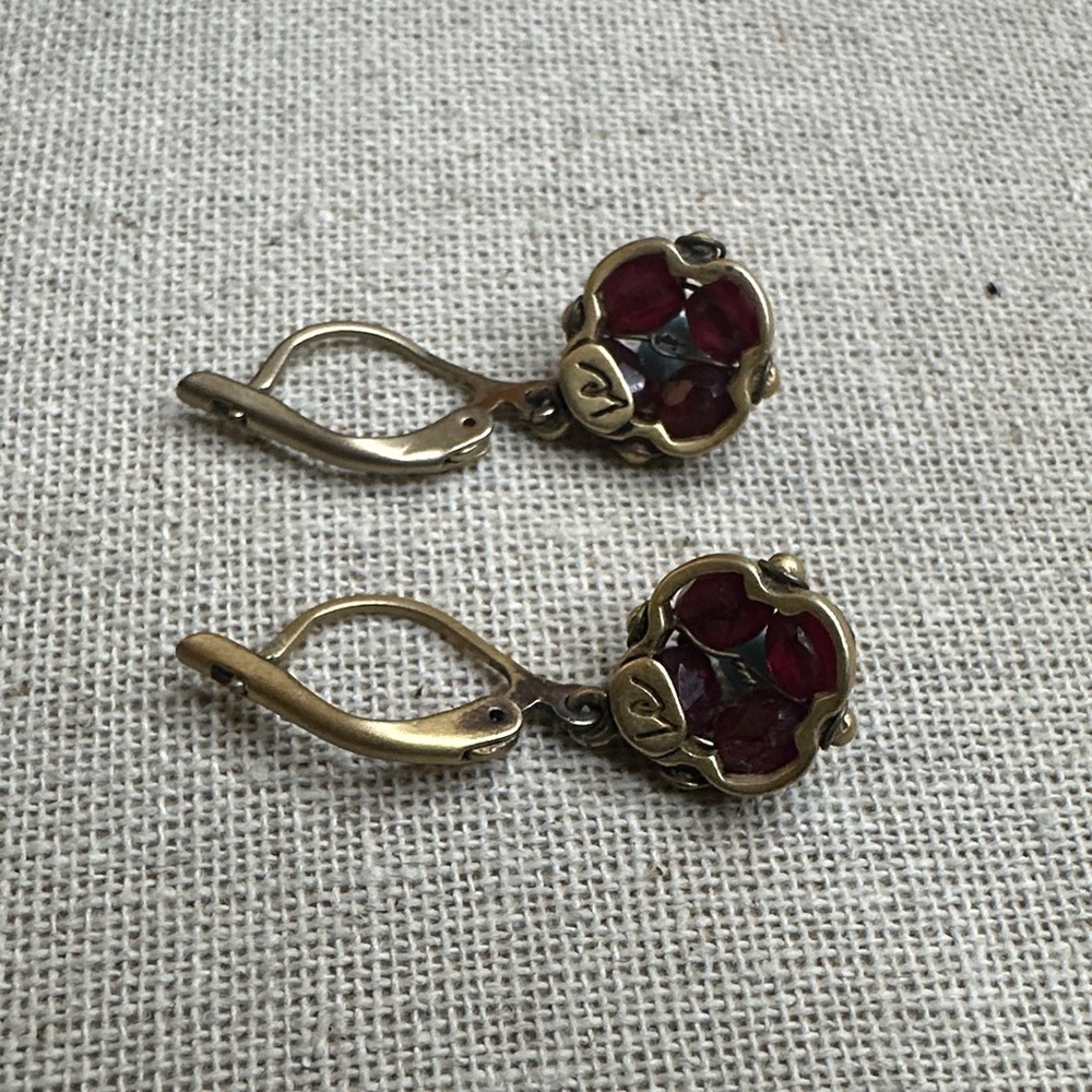 Liz Claiborne Garnet and Turquoise Earrings - Picture 2 of 4